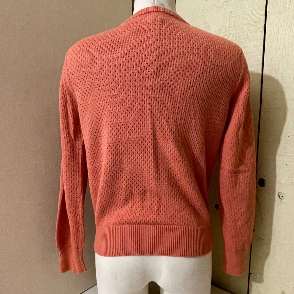 Sundance‎ Women Medium Cardigan Sweater Coral Pointelle Cotton Rabbit Hair Blend - Picture 2 of 7